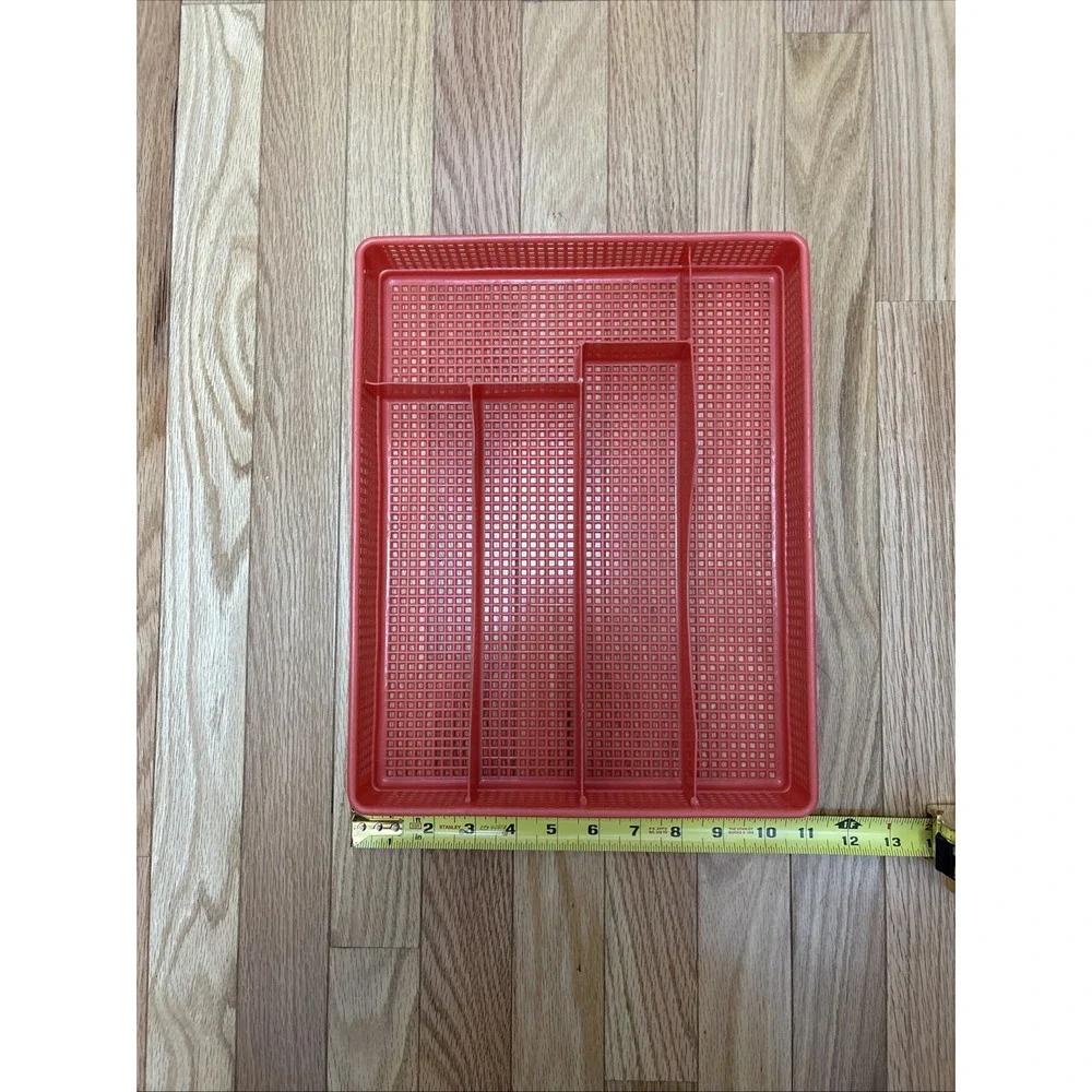 Orange Plastic Silverware Utensil Drawer Organizer Tray 5‎ Compartments Kitchen